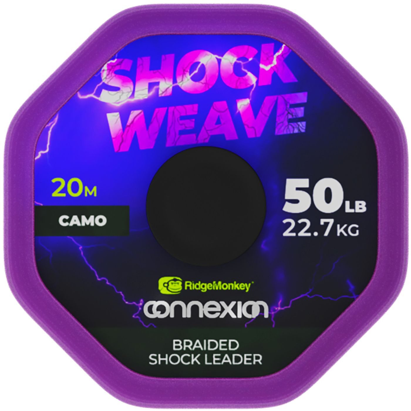 RidgeMonkey® Vorfachschnur RidgeMonkey Shock Weave Braided Shock Leader 50lb - 20m Schlagschnur, (20-St)