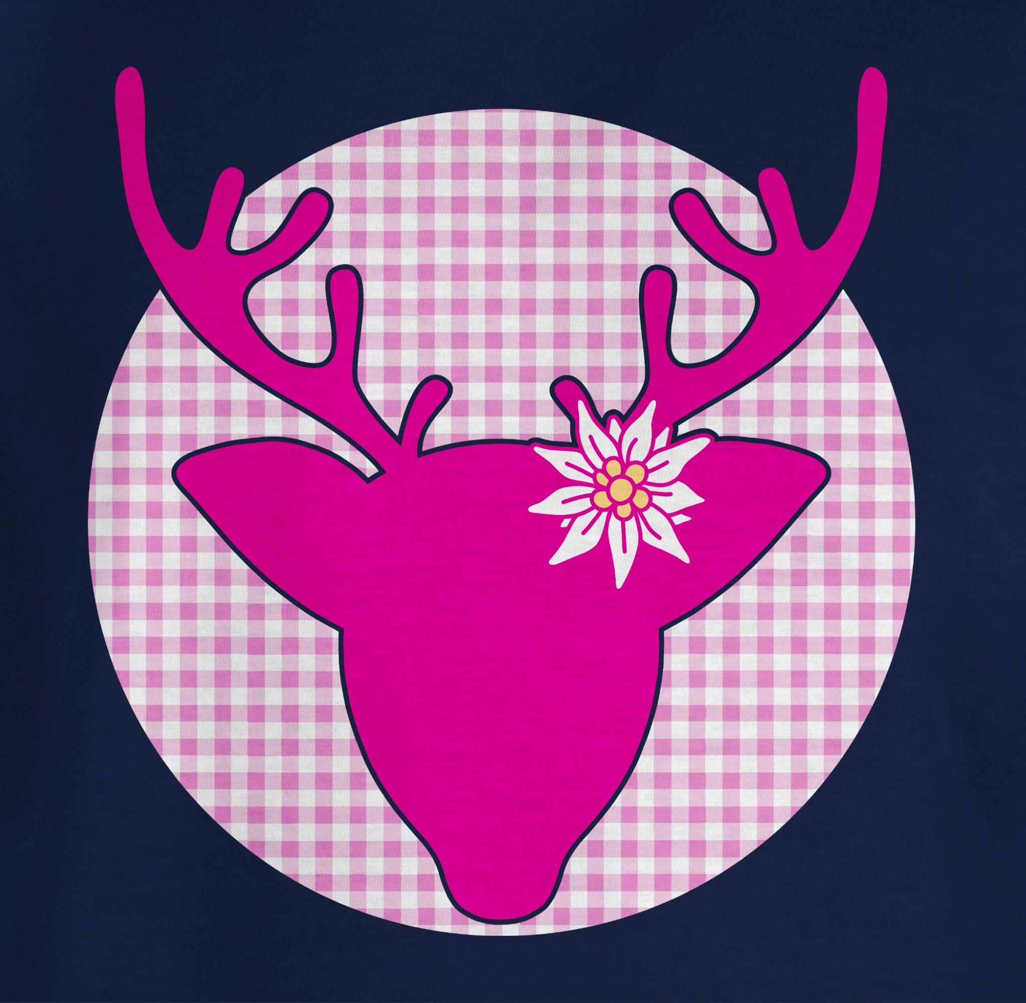 Mode Shirtracer für Oktoberfest Hirsch 1 Dunkelblau Edelweiß Kinder T-Shirt Outfit