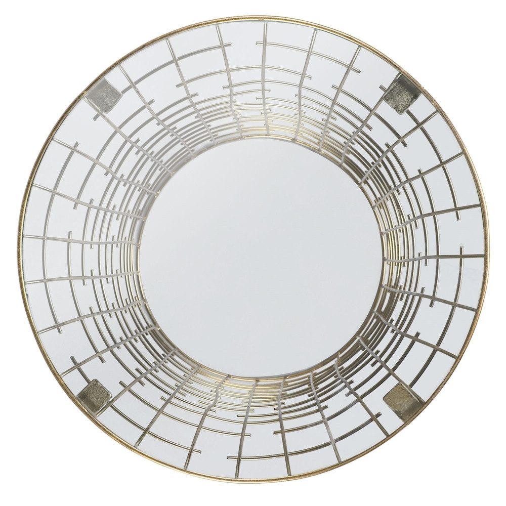 WOMO-DESIGN Beistelltisch Wohnzimmertisch Couchtisch mit Glasplatte verspiegelt Loungetisch, Gold Eisengestell handgefertigt Modern Sofatisch Kaffeetisch Dekotisch