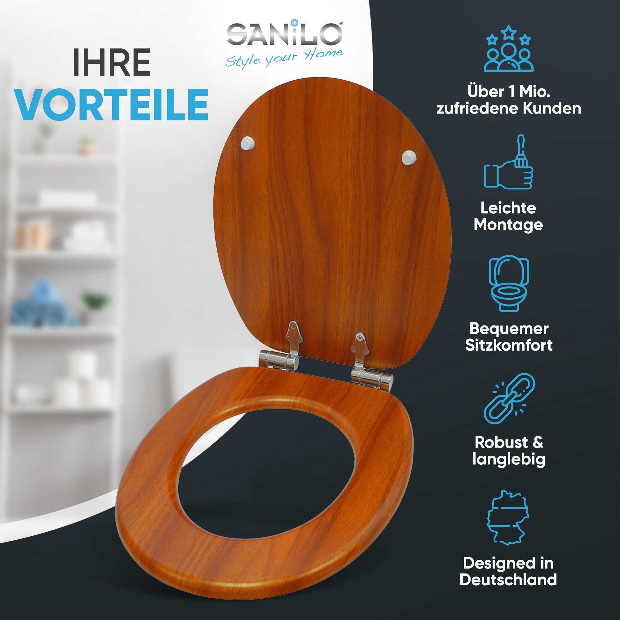 Sanilo WC-Sitz Mahagoni, mit Absenkautomatik, hochwertig & modern, universe günstig online kaufen