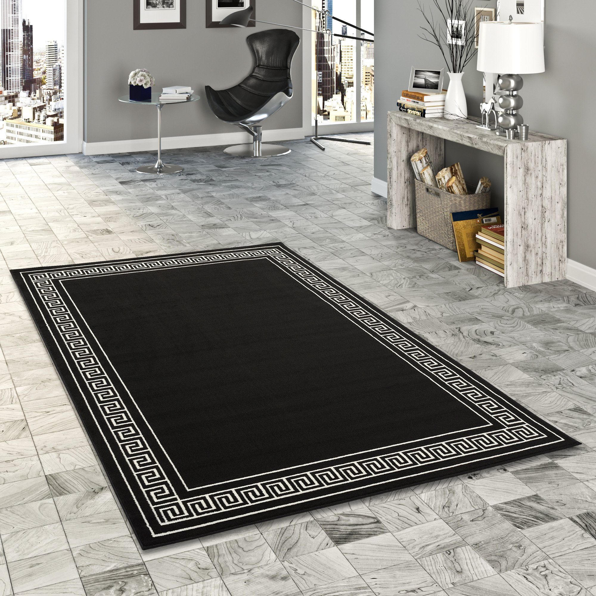 Pergamon Designteppich Trendline Schwarz Weiß Römische günstig online kaufen