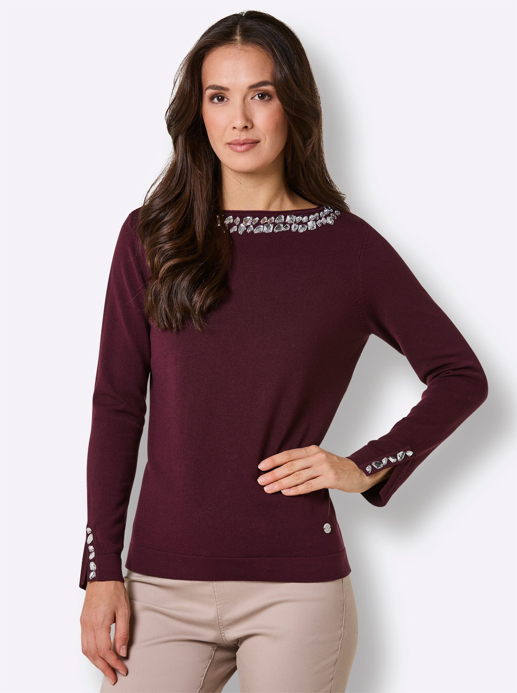 Strickpullover Lyocell-Viskose-Pullover Langarm Jersey