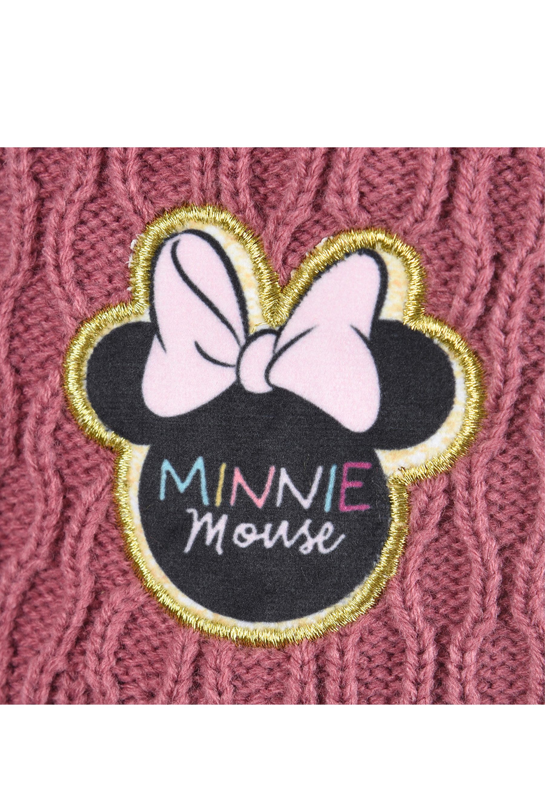Disney Minnie Mouse Bommelmütze Baby Mädchen Winter-Mütze Strick-Bommel-Mütze