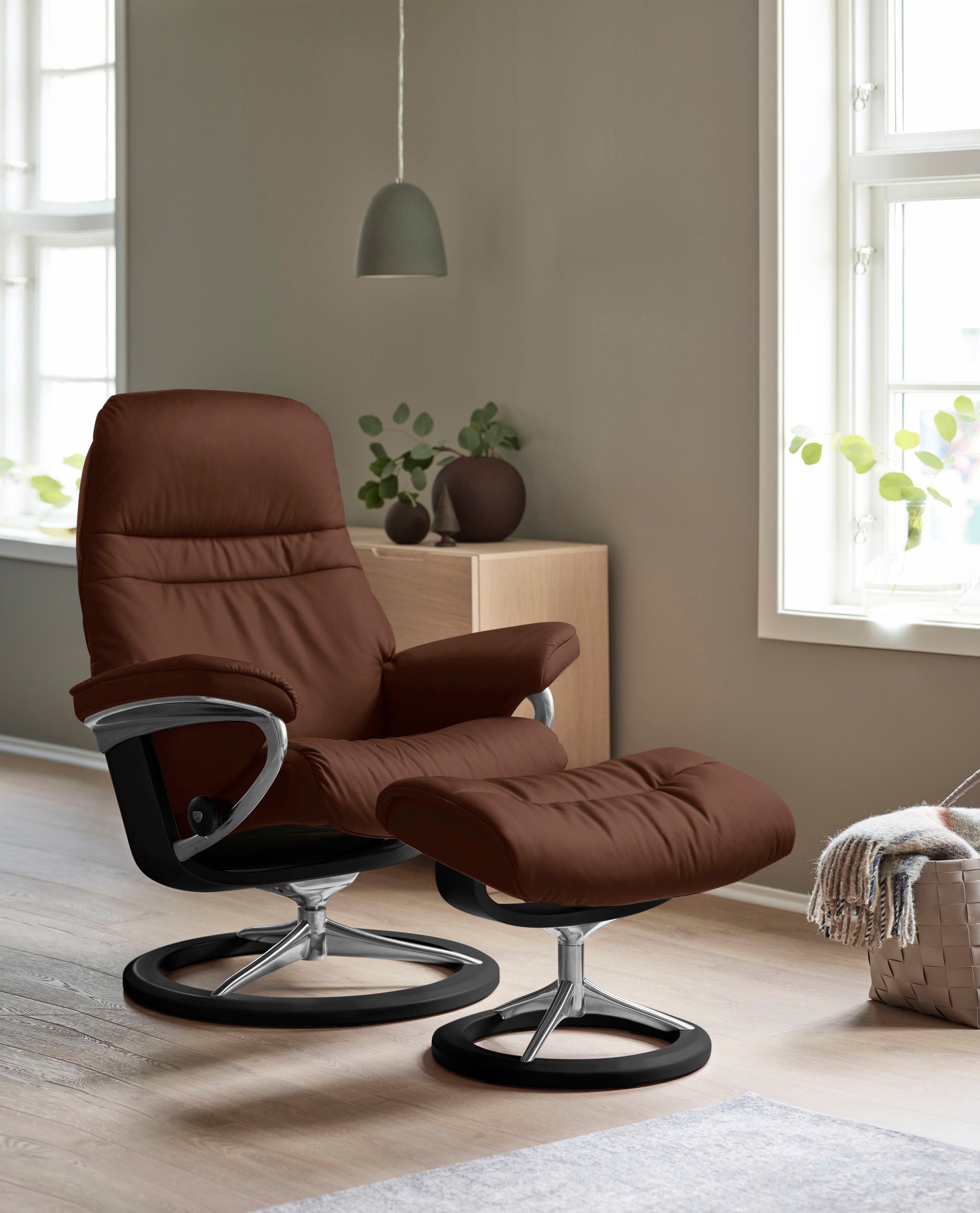 Stressless® Relaxsessel Sunrise (Set, Relaxsessel mit Hocker), mit Signature Base, Größe M, Gestell Schwarz