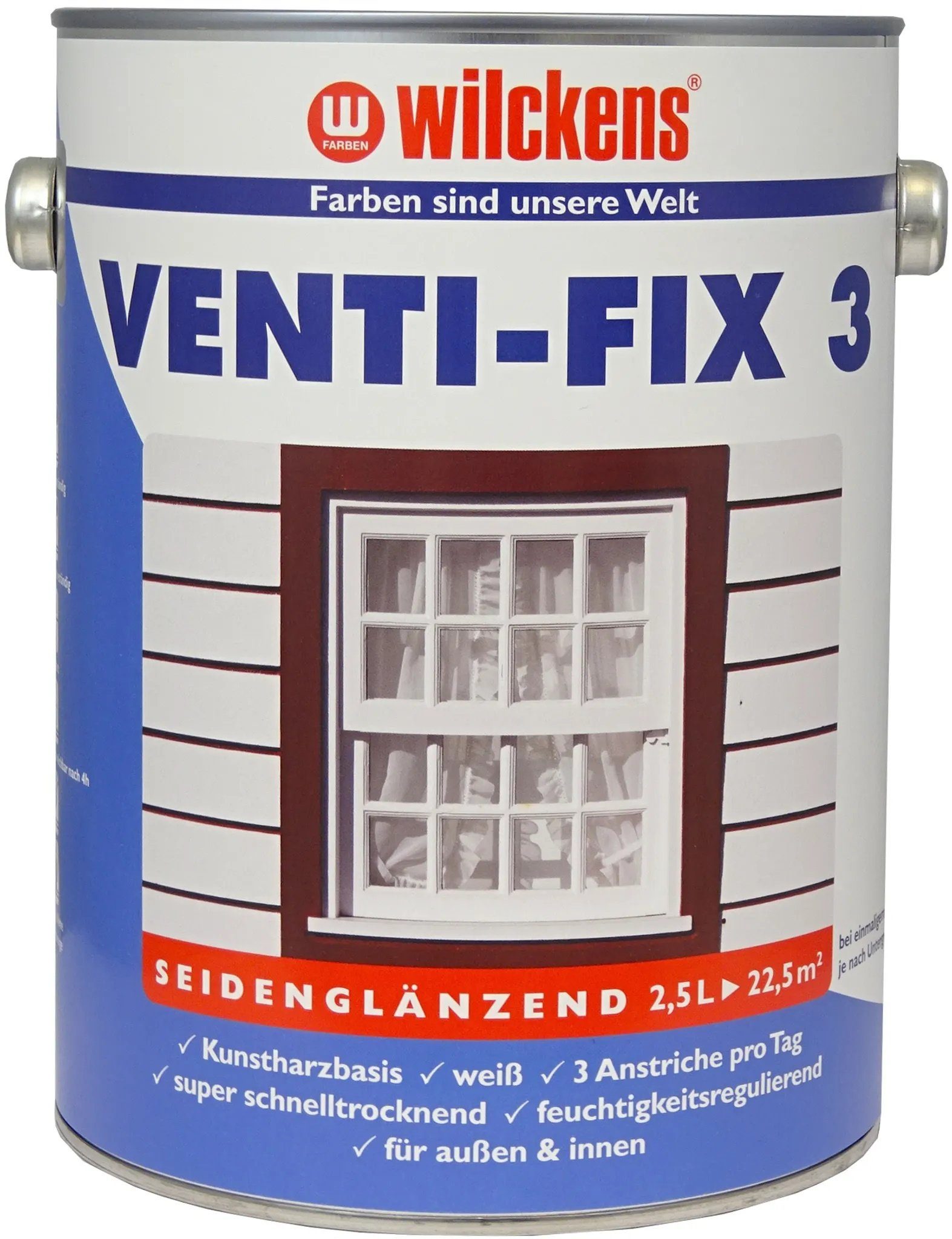 Wilckens Farben Tür- 2,5 9010 und Fensterlack Liter Fensterweiss RAL Venti-Fix