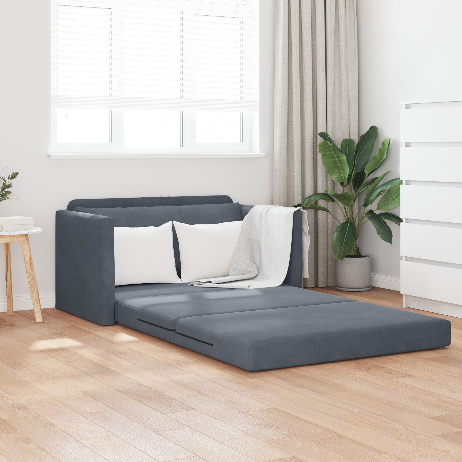 vidaXL Sofa Boden Schlafsofa 2-in-1 Dunkelgrau günstig online kaufen