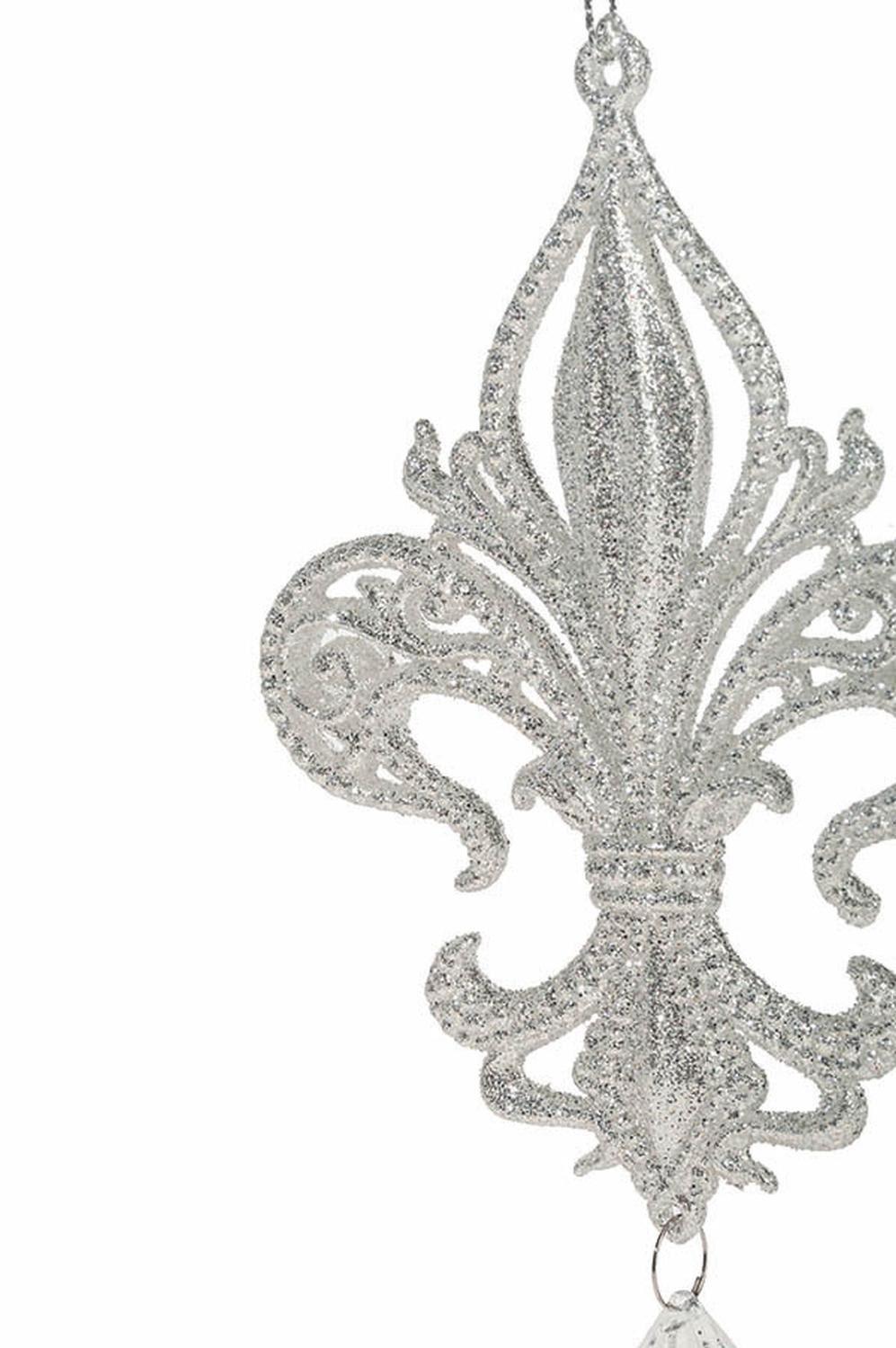 INNA-Glas Dekohänger Heraldische Lilie AZARIEL, Hänger, Glitzer, Silber, 15cm