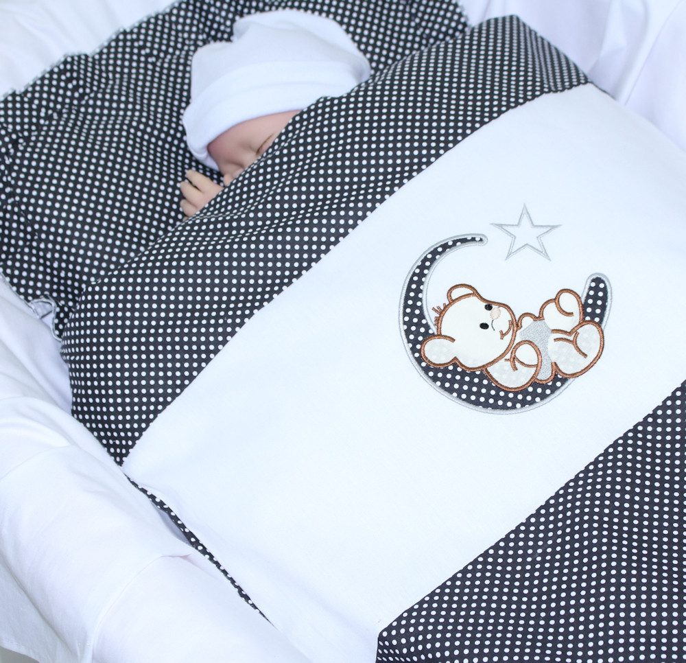 Primawela Babybettwäsche Kinderwagenset Baby Bettwäsche für Kinderwagen Bezüge Decke Kissen, 4 teilig