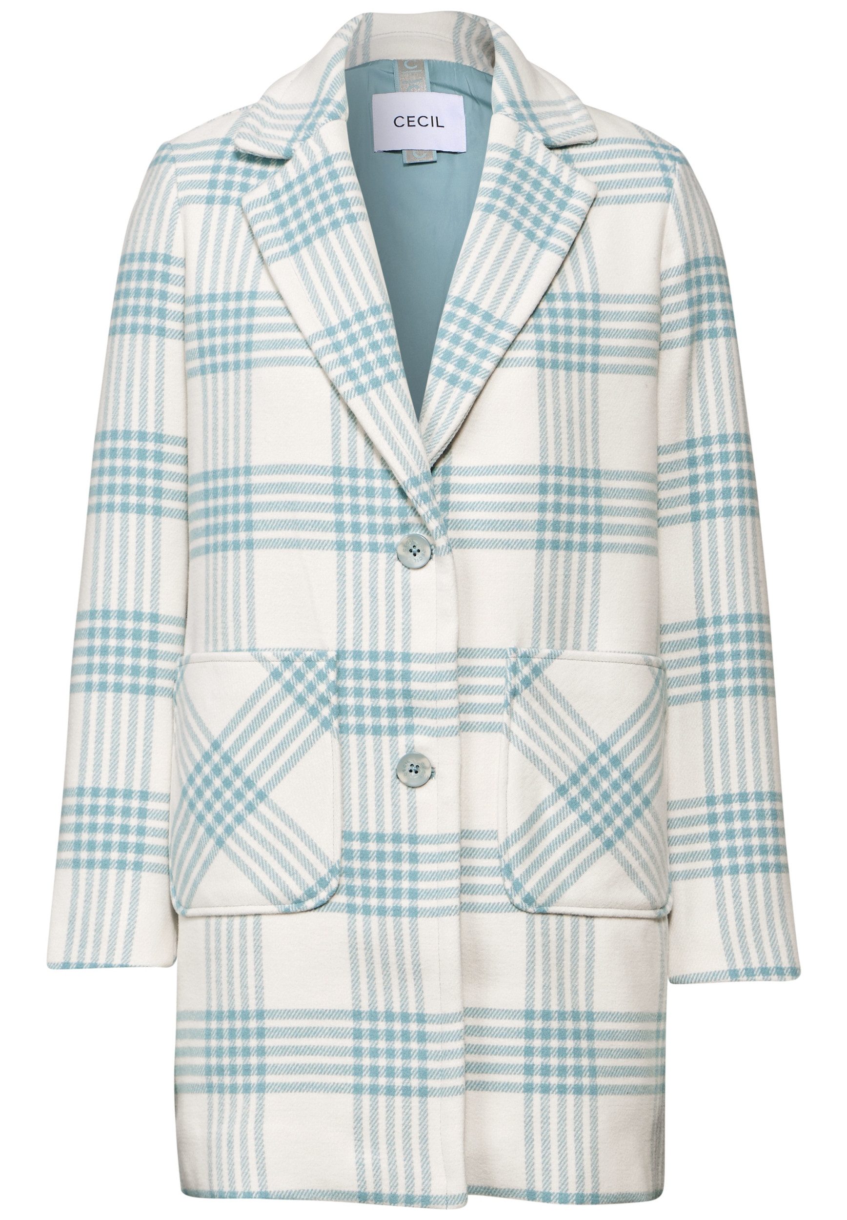 CECIL Langmantel Long Check Coat, strong mint