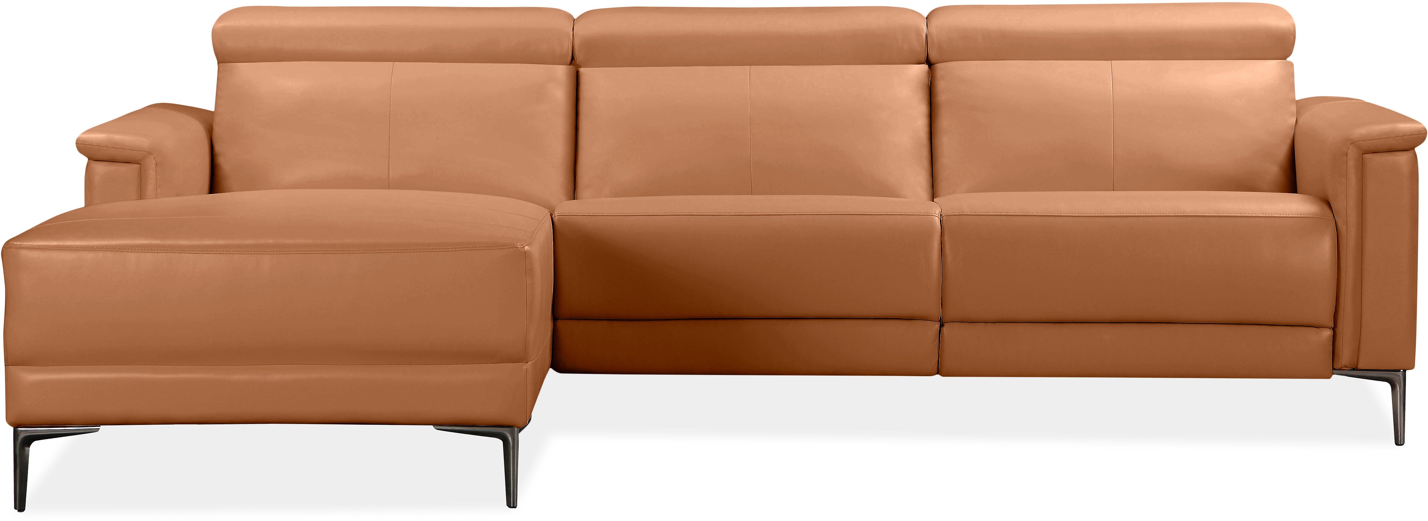 OTTO home Ecksofa LUND, Lederoptik, L-Form, 261cm, man./elektr. Relaxfunktion (USB-A), mit USB A-Anschluss bei elektrischer Variante und Kopfteilverstellung