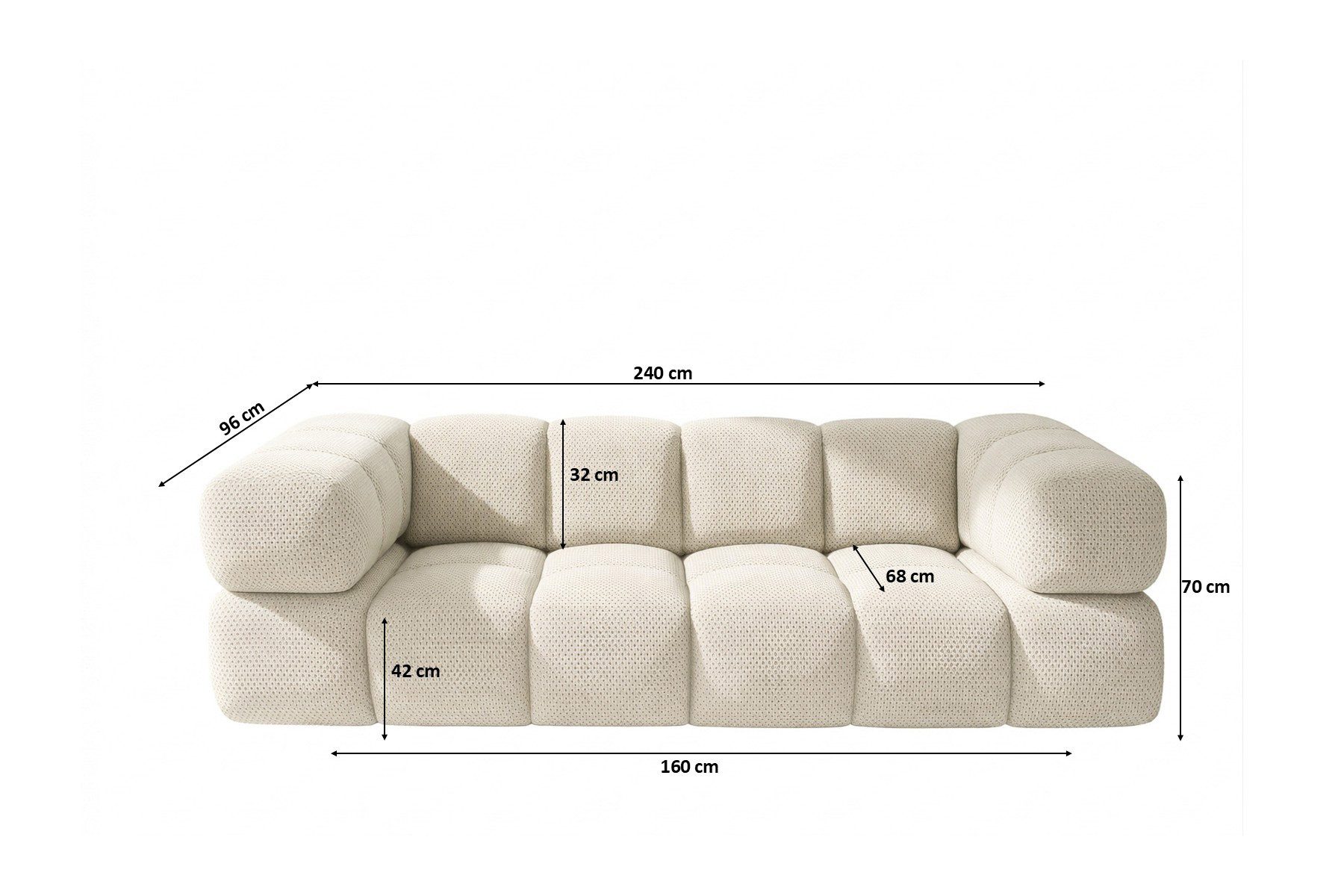Kaiser Möbel Sofa 3-Sitzer für Wohnzimmer, Stoff Sonic 3D, AVERRO, Bubble-Design, Designer Sofa, Premiumstoff Sonic 3D, Abgerundete Form