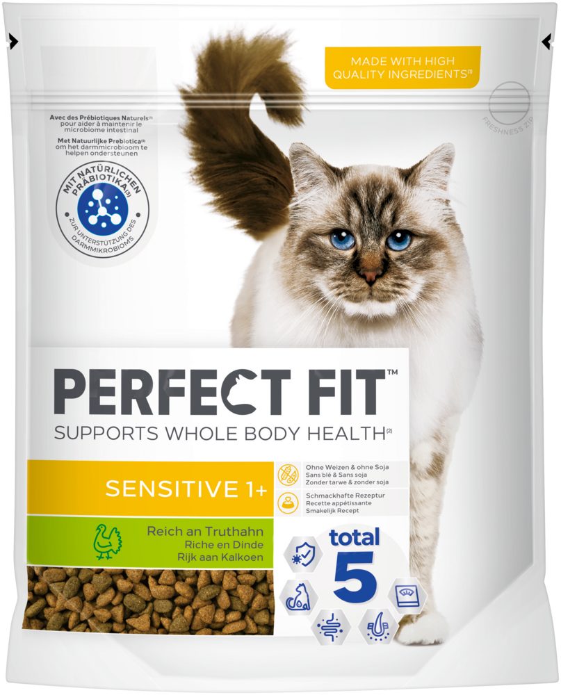 Perfect Fit PERFECT FIT™ Katze Beutel Sensitive mit Truthahn 750g, Trockenfutter für: Katze von Perfect Fit
