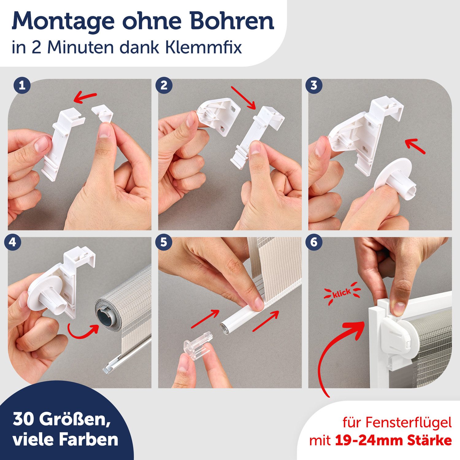 Doppelrollo Doppelrollo Klemmfix ohne Bohren, Blumtal, Klemmfix, individuell einstellbare Rollos