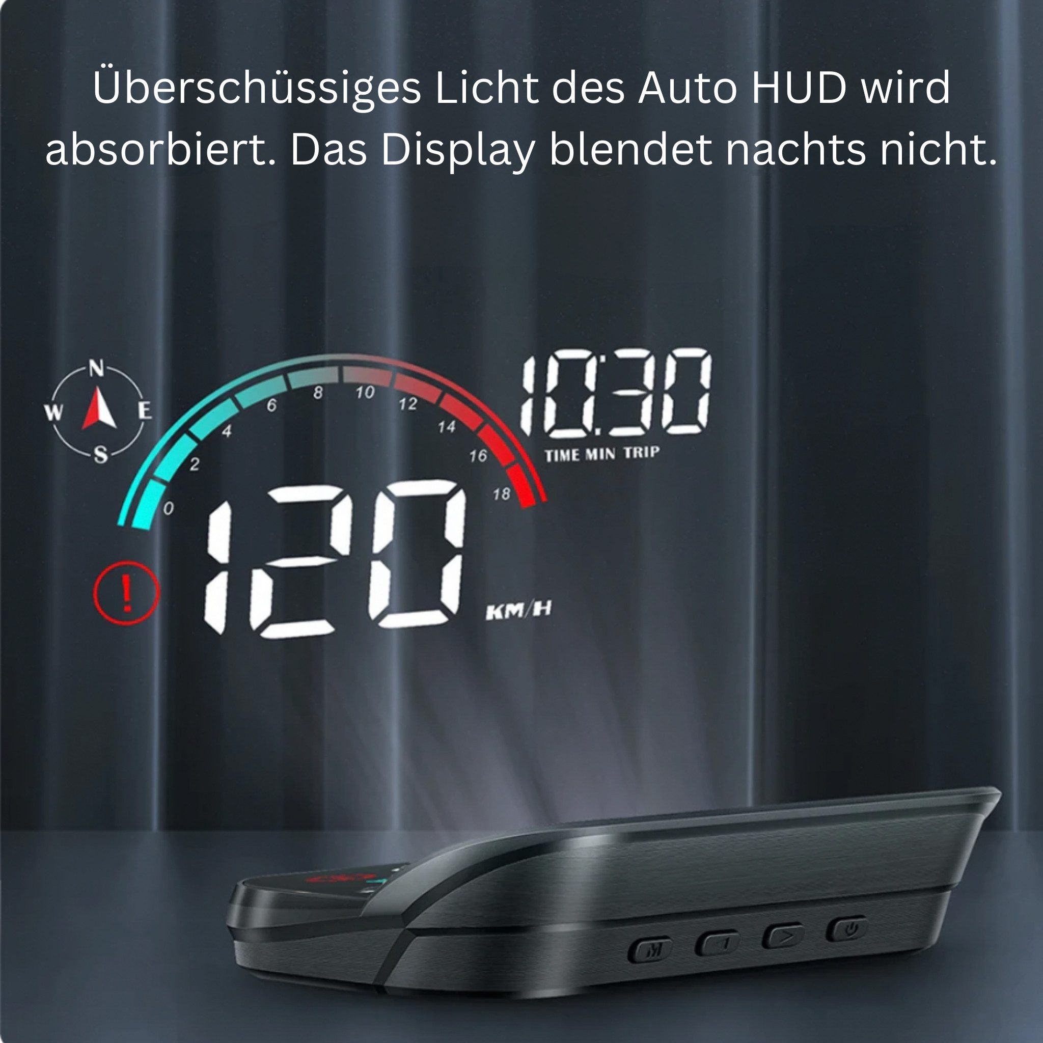 HS.SUPPLY Head Up Display HeadUp Display - Universal Nachrüstsatz Kabellose Datenübertragung, 3,50 " Display, Geschwindigkeit und Drehzahlmesser, Automatische Helligkeitsanpassung