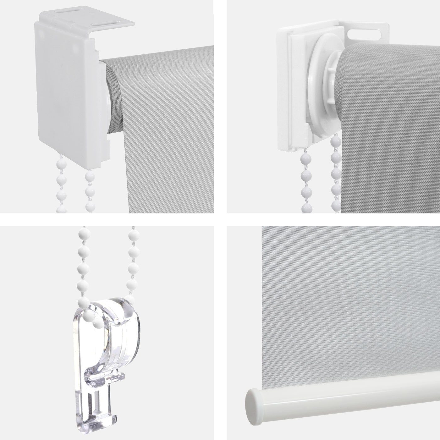 Seitenzugrollo MCW-D52-100x230, MCW, abdunkelnd, verschraubt, Bohrmontage, Kettenzug inkl. Kindersicherung, stufenlos, blickdicht, Thermobarriere