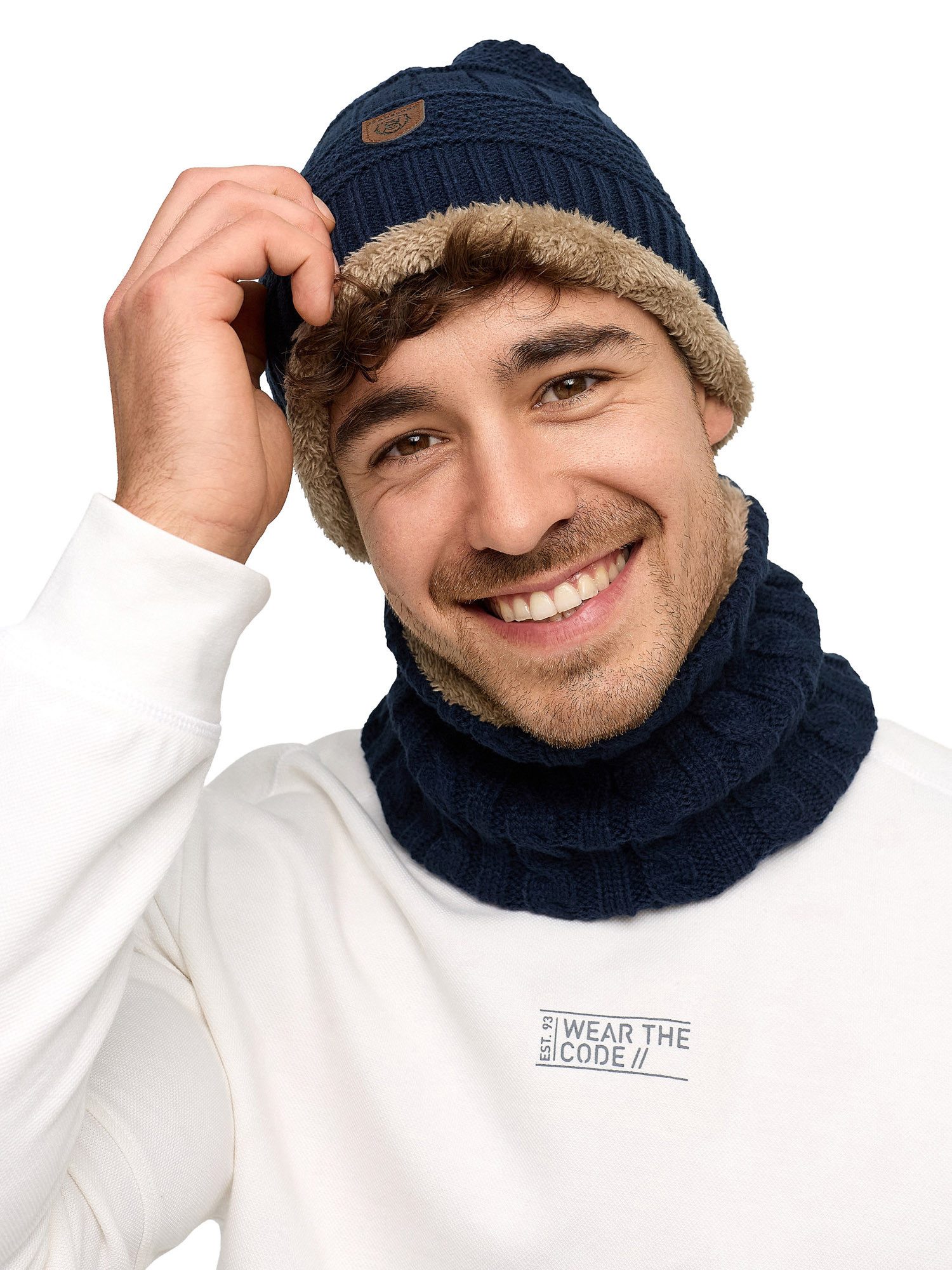 Indicode Mütze & Schal Herren Siracusa Strickmütze Herrenmütze Set günstig online kaufen