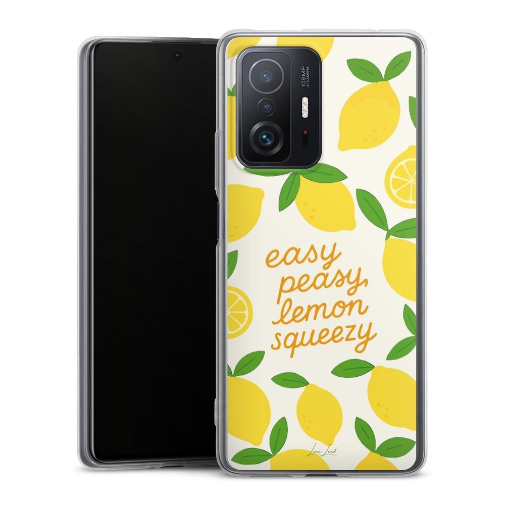 DeinDesign Handyhülle Zitrone Spruch Statement Easy Peasy Lemon Queezy, Xiaomi 11T Pro 5G Slim Case Silikon Hülle Ultra Dünn Schutzhülle