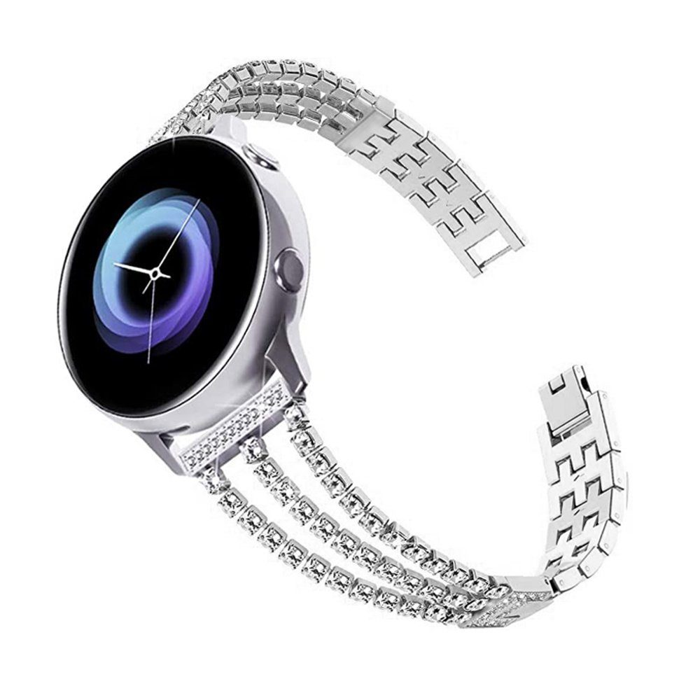 ELEKIN Smartwatch-Armband Kompatibel mit Samsung Galaxy Active 2 Uhrenarmband 40 mm 44 mm Silber | Uhrenarmbänder