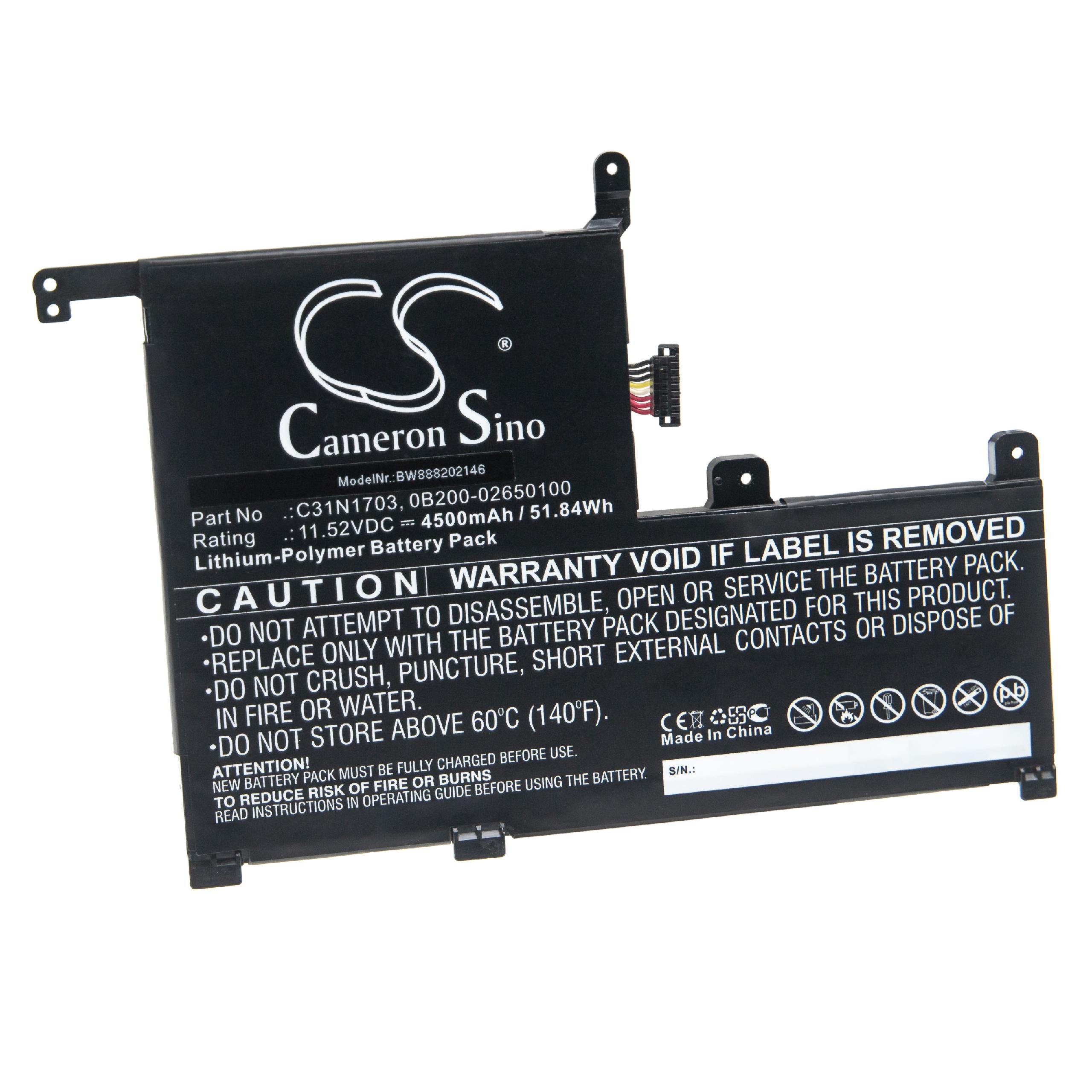 vhbw passend für Asus Q505UA, Q505UA-BI5T7, Q505UA-BI5T9, Q525UA, Laptop-Akku 4500 mAh