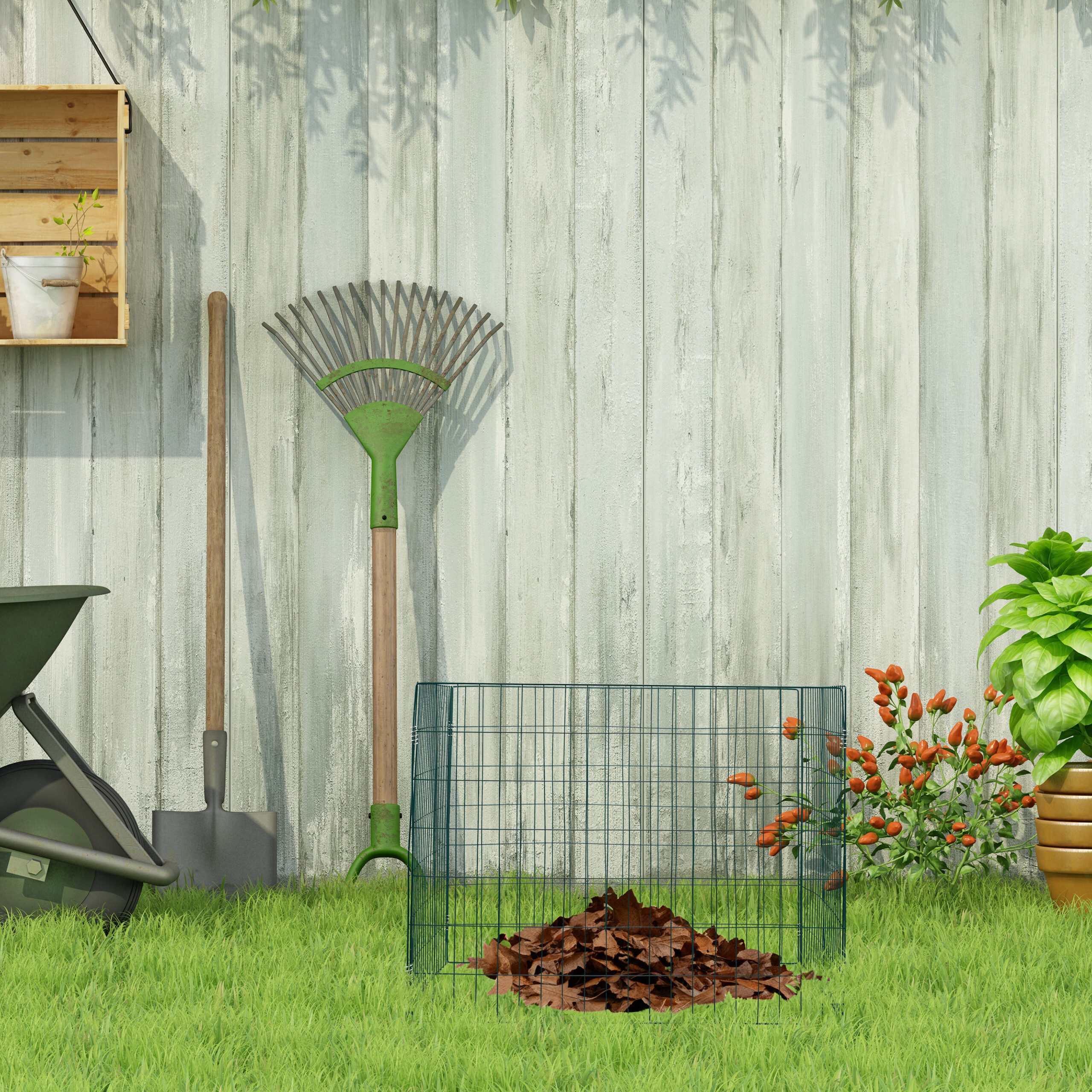 relaxdays Komposter Grüne Komposter Metall 2er Set, BxTxH: 90x90x70 cm, 560 l