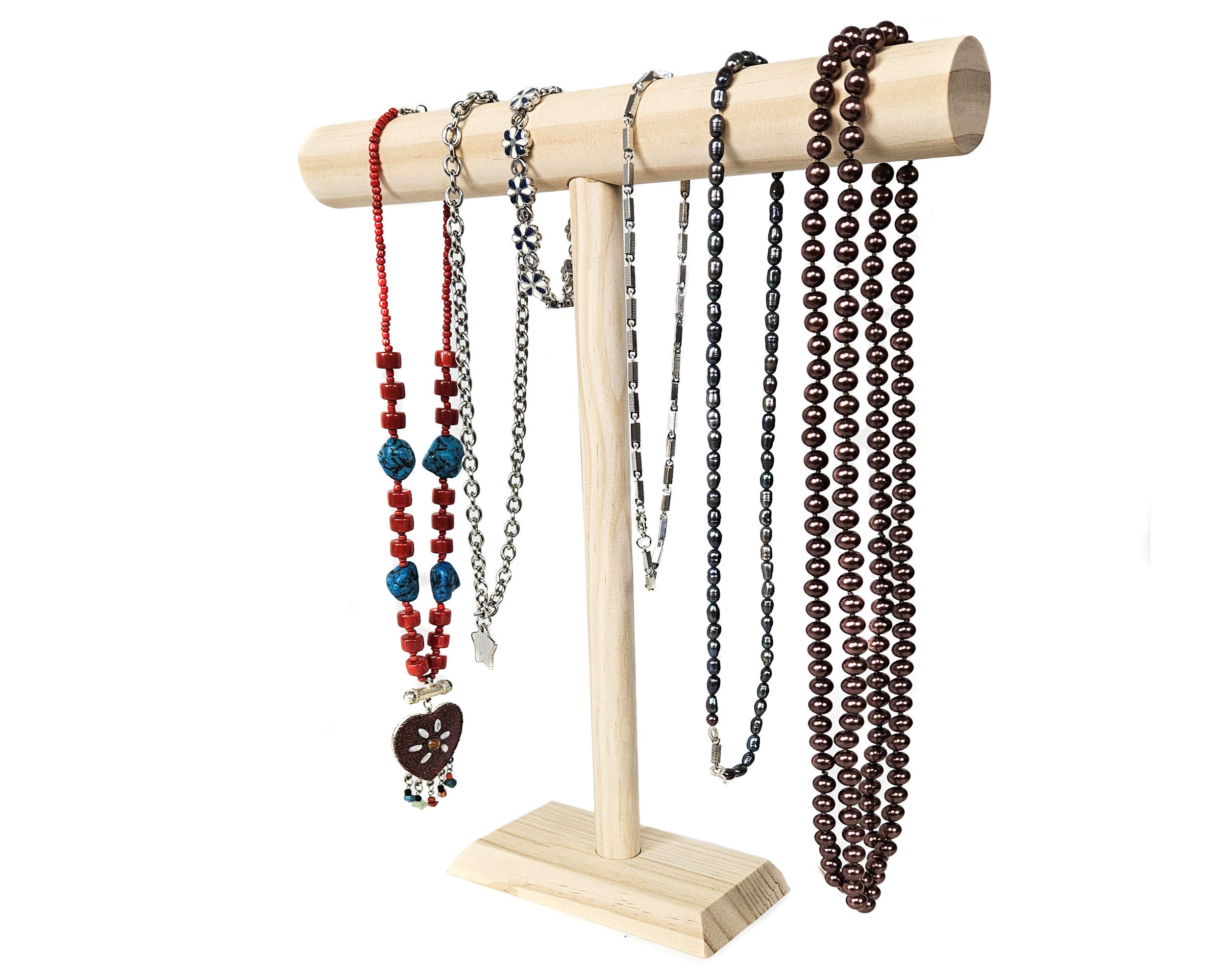 Yudu Schmuckständer 1er Schmuckständer Kettenständer extra hohe für lange Ketten Holz