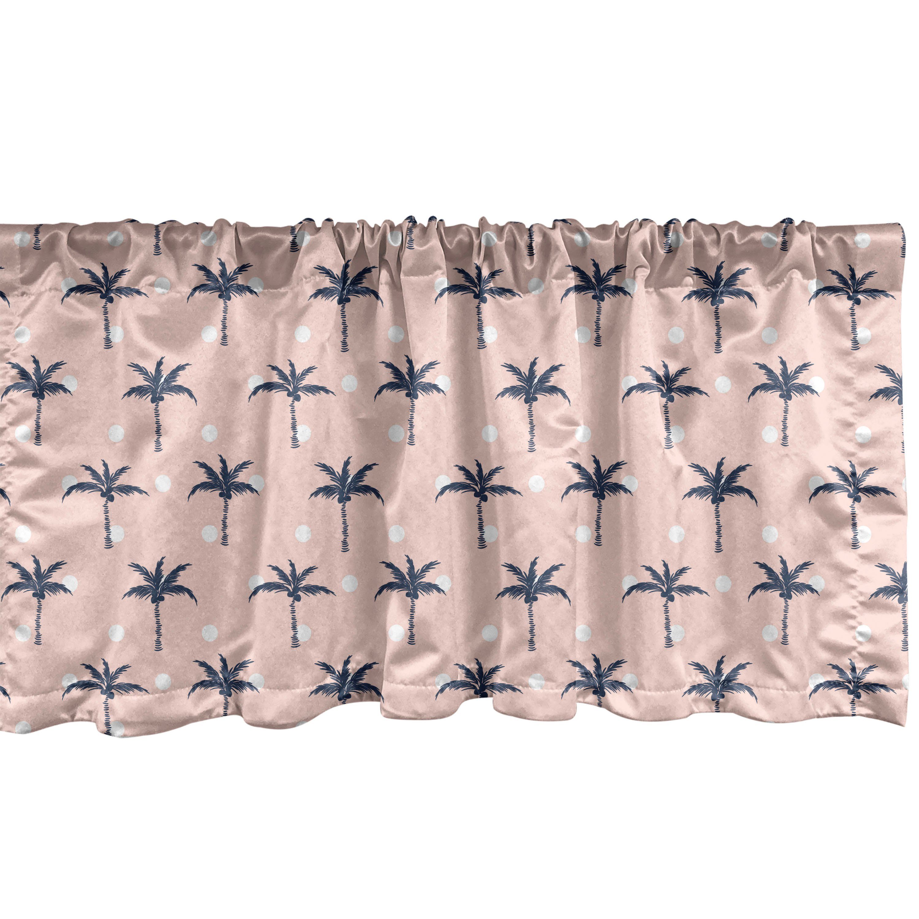 Scheibengardine Vorhang Volant für Küche Schlafzimmer Dekor mit Stangentasche, Abakuhaus, Microfaser, Exotisch Hawaii-Palmen-Punkte
