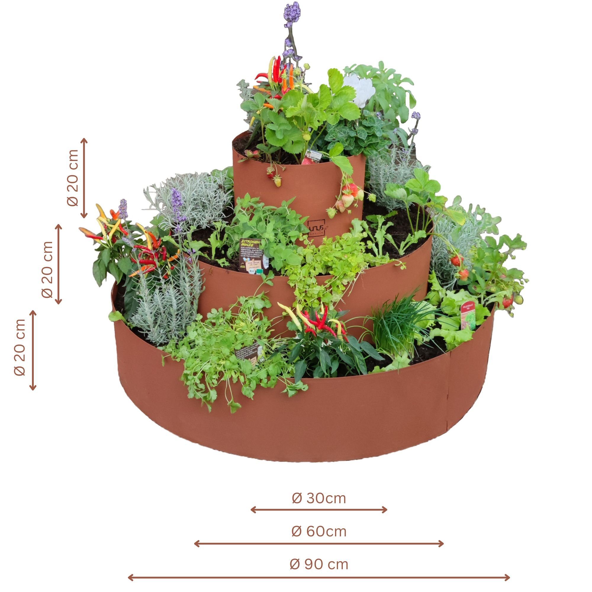UNUS GARDEN Hochbeet Kräuterschnecke Rostoptik, Kräuterspirale Kräuterpyramide Pflanzring – Bild 3 von 5