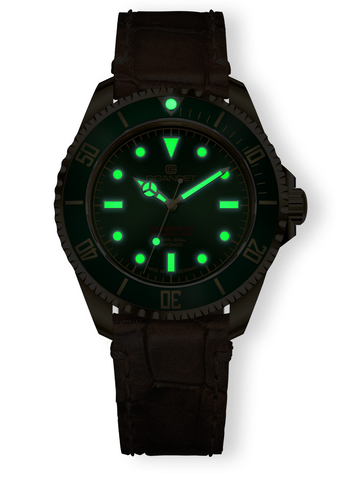 Gigandet Automatikuhr SEA GROUND 300 VINTAGE, Made in Germany, Saphirglas, Swiss SuperLuminova Old Radium