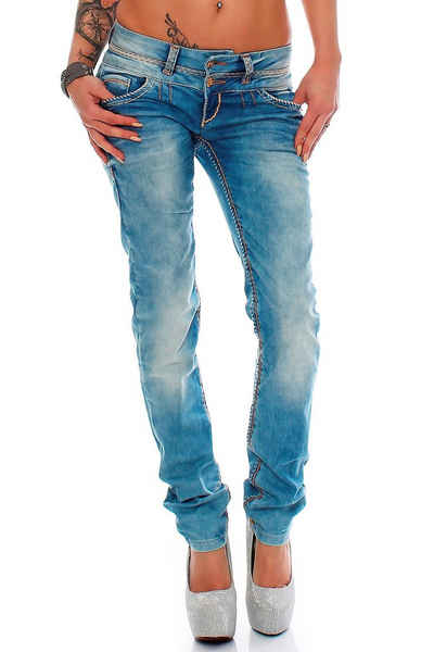 Cipo & Baxx 5-Pocket-Jeans Low Waist Hose BA-CBW0347A mit dicken Nähten und Doppelter Bund