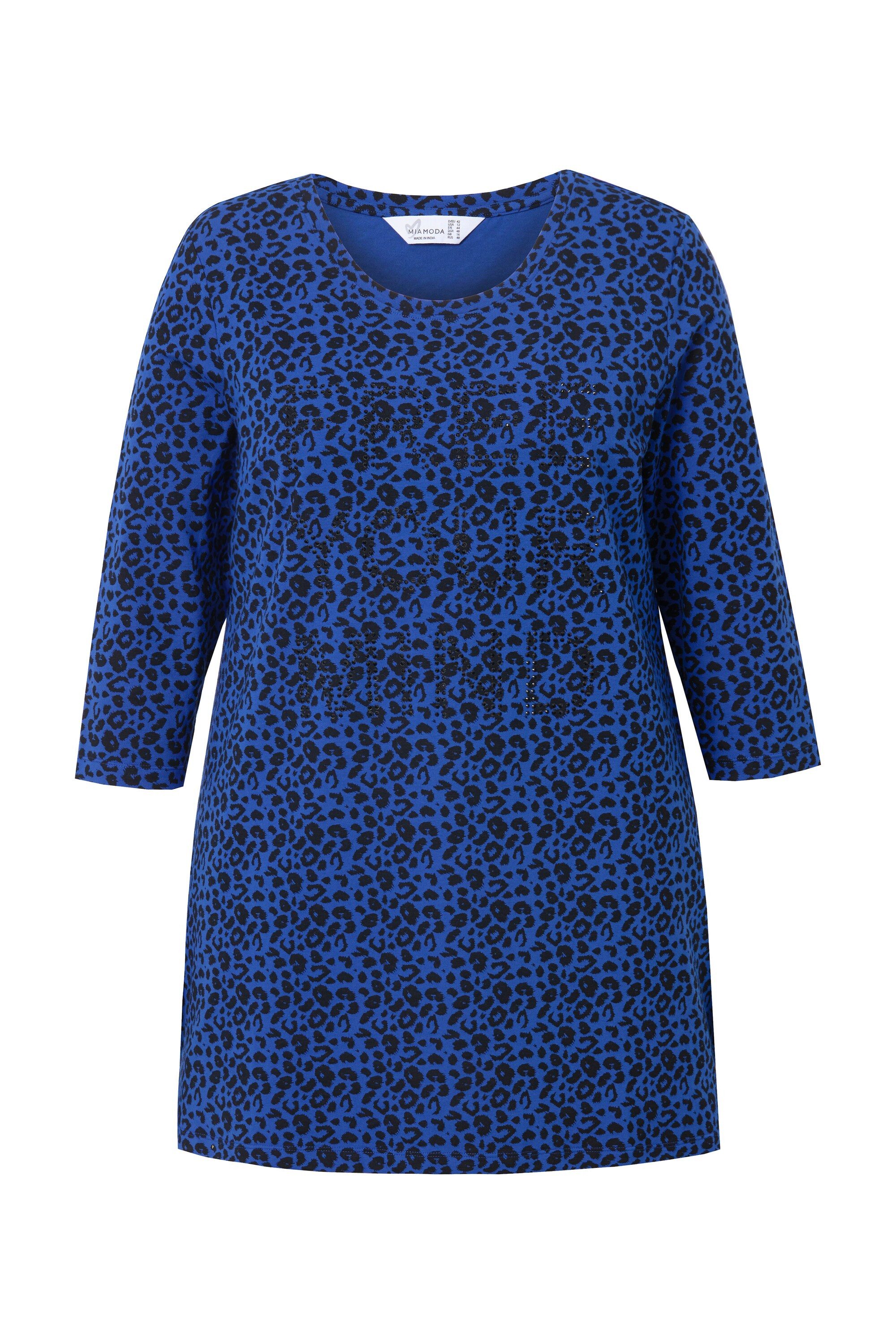 MIAMODA Longshirt Longshirt Leomuster Glitzer-Statement 3/4-Ärmel günstig online kaufen