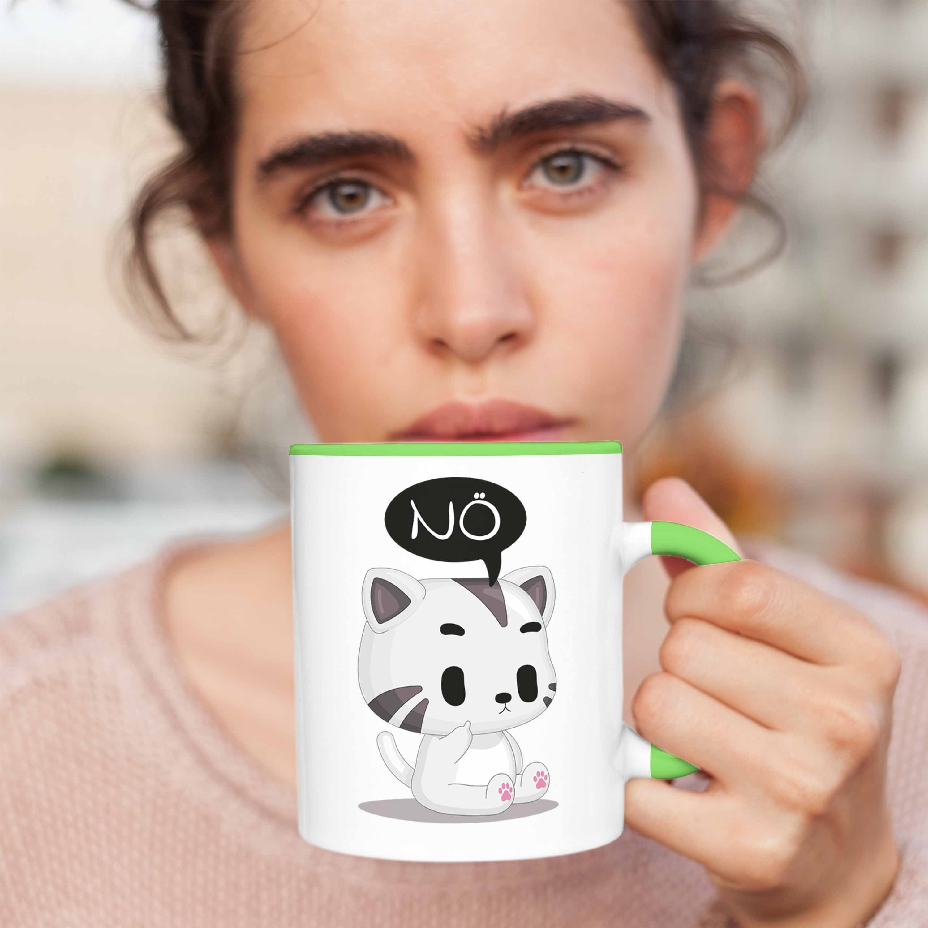 Nö Trendation Katze Geschenkidee Grün für - Tasse Lustige Kollegin Frauen Tasse Trendation Kaffeetasse