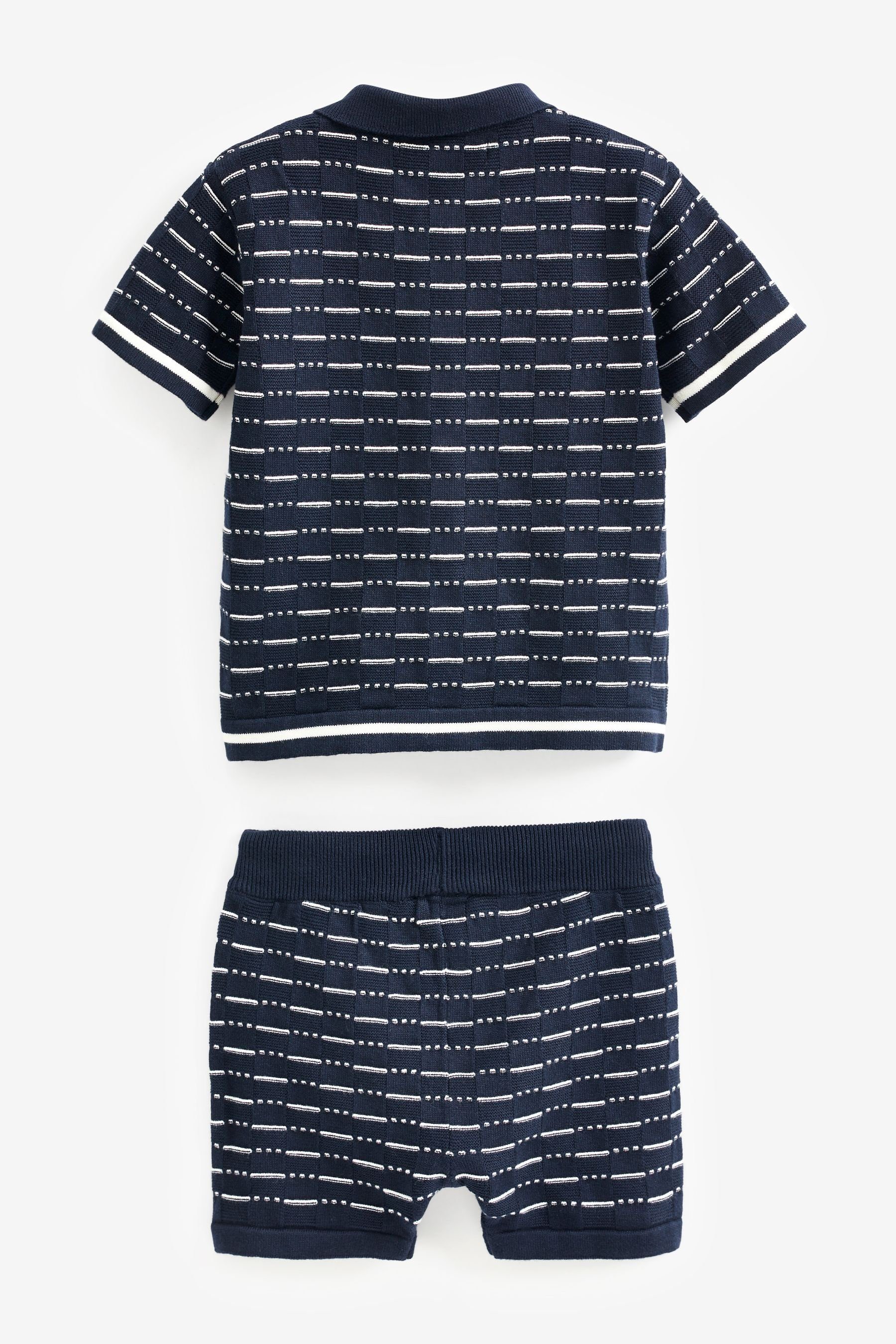 Blue Navy (2-tlg) Gestricktes und Shorts Set im Next T-Shirt Shorts & Hemd