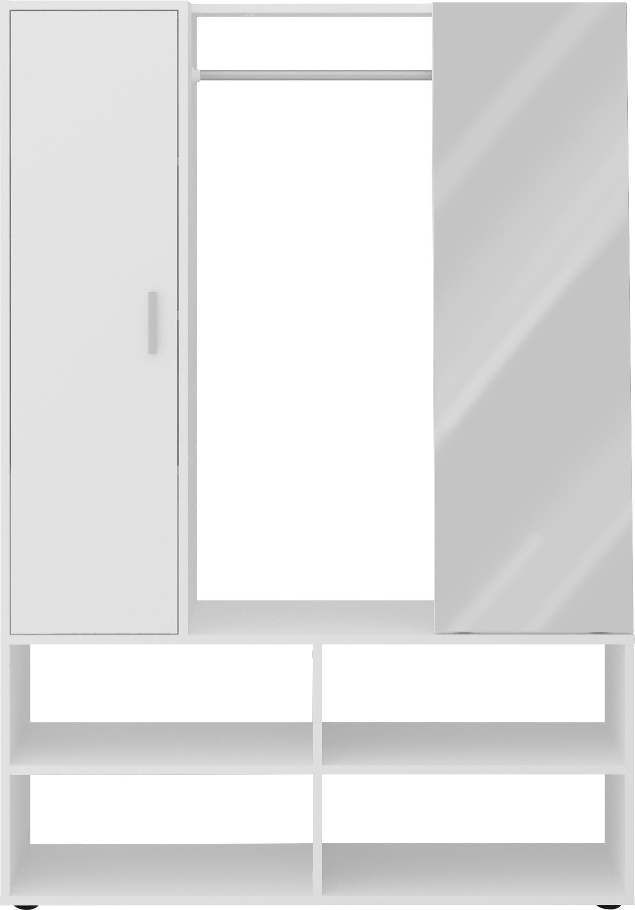 FMD Kompaktgarderobe Auma mit Tür, Spiegel, Kleiderstange und Ablagefächern, Breite 105 cm