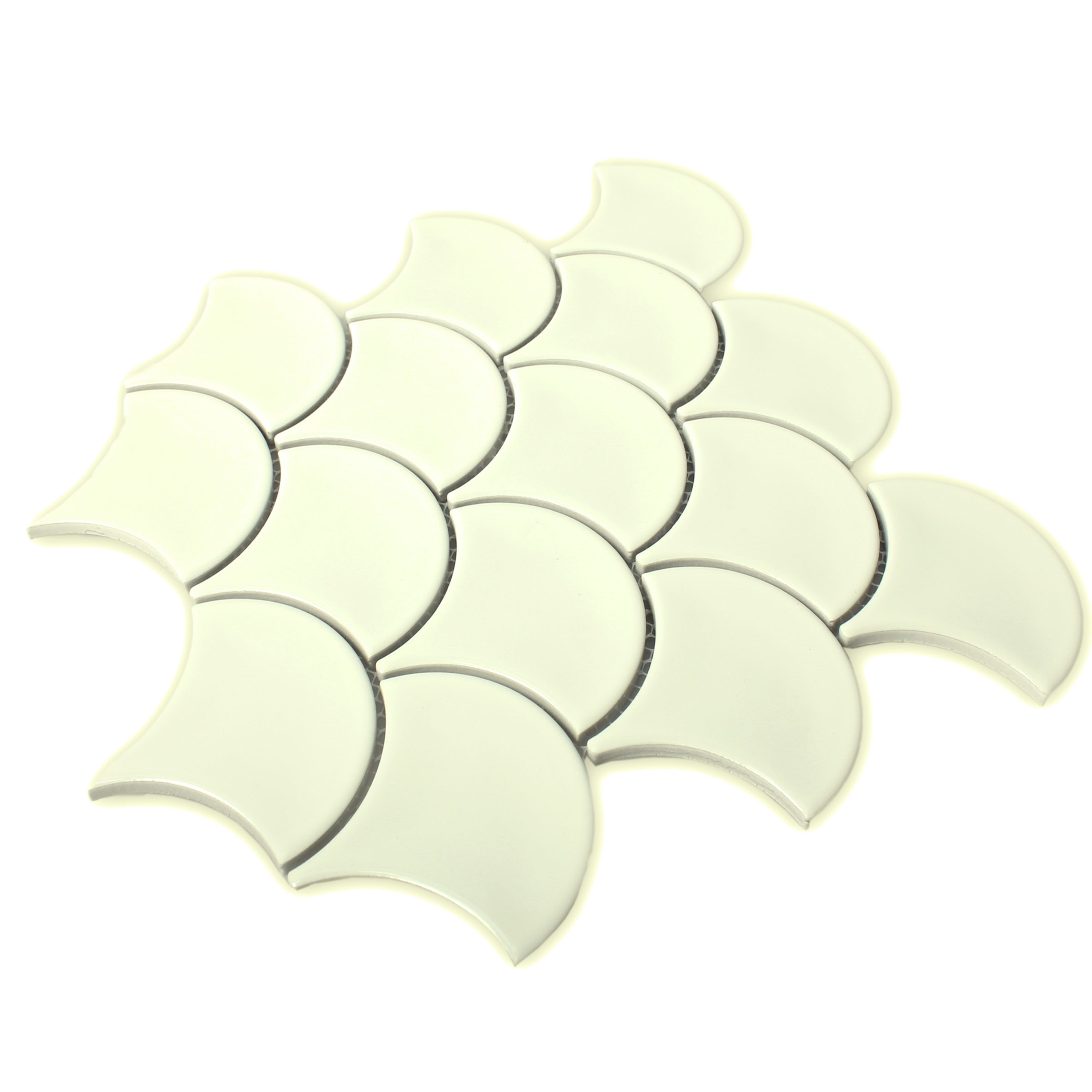 Mosafil Mosaikfliesen Mosaikfliesen Keramik Miles Elfenbein Glänzend, Keramik 27.300x25.600, beige-elfenbein, Verlegefertig auf ein Netz geklebt - Frostsicher - Wasserfest