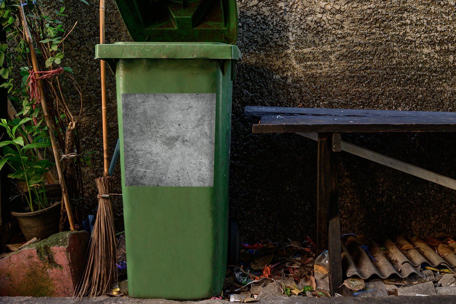 St), MuchoWow - (1 - Steine Sticker, Mülltonne, Mülleimer-aufkleber, Container, Beton Vintage Abfalbehälter Wandsticker