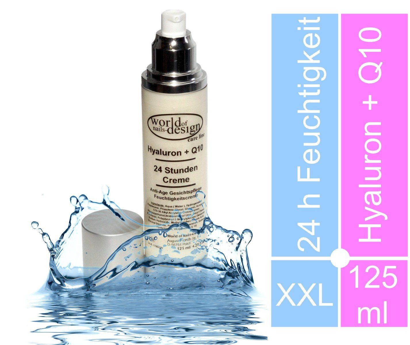24 Stunden + Hyaluron Q10, Anti-Aging Creme Nails-Design of Feuchtigkeitscreme World