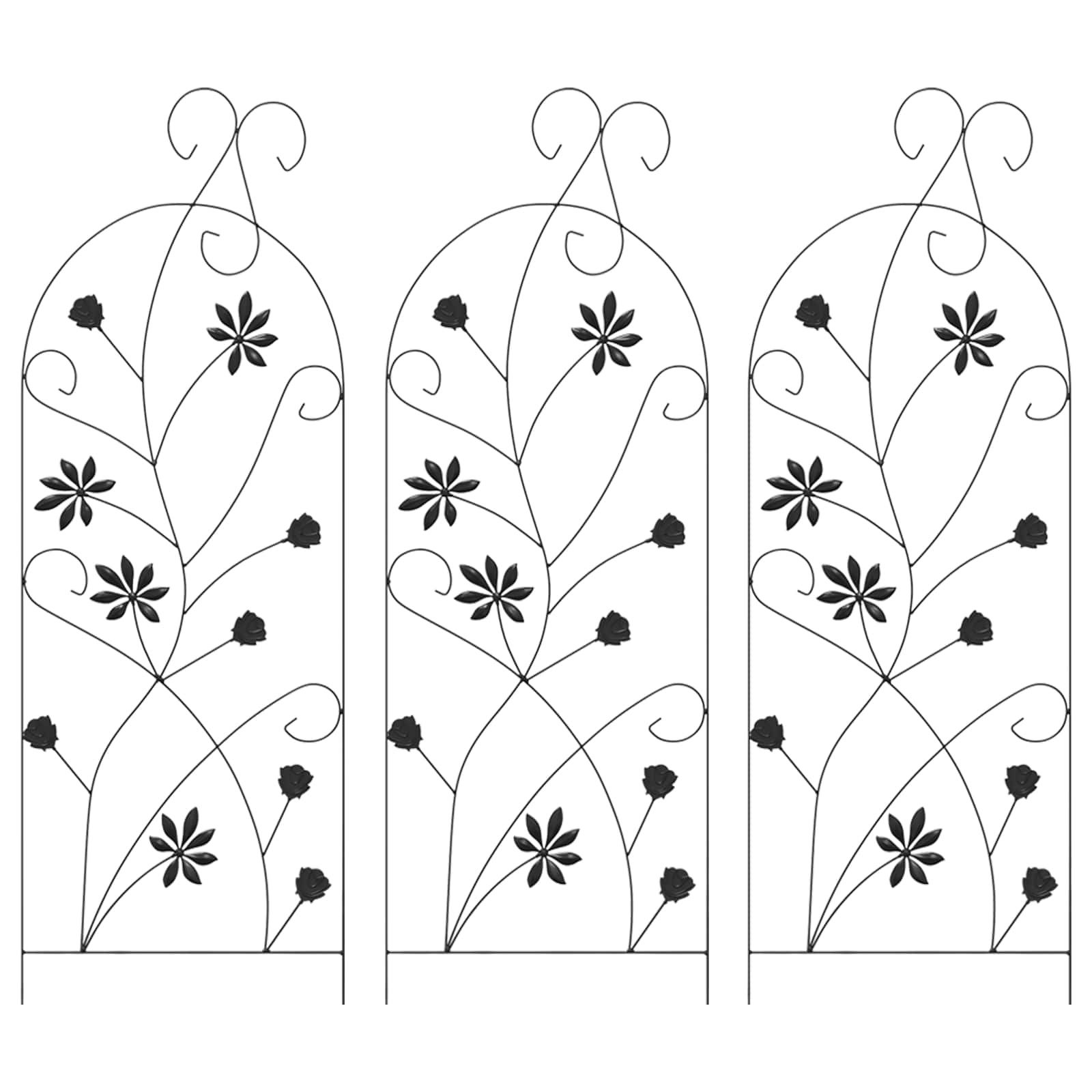 vidaXL Pergola Gartenzaun 3 stk. Schwarz 112 x 39,5 cm Stahl, (3-tlg)