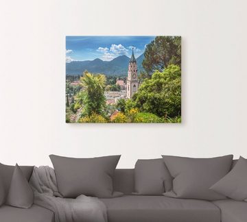 Artland Leinwandbild Meran Idyllischer Blick über die Stadt, Europa (1 St), auf Keilrahmen gespannt