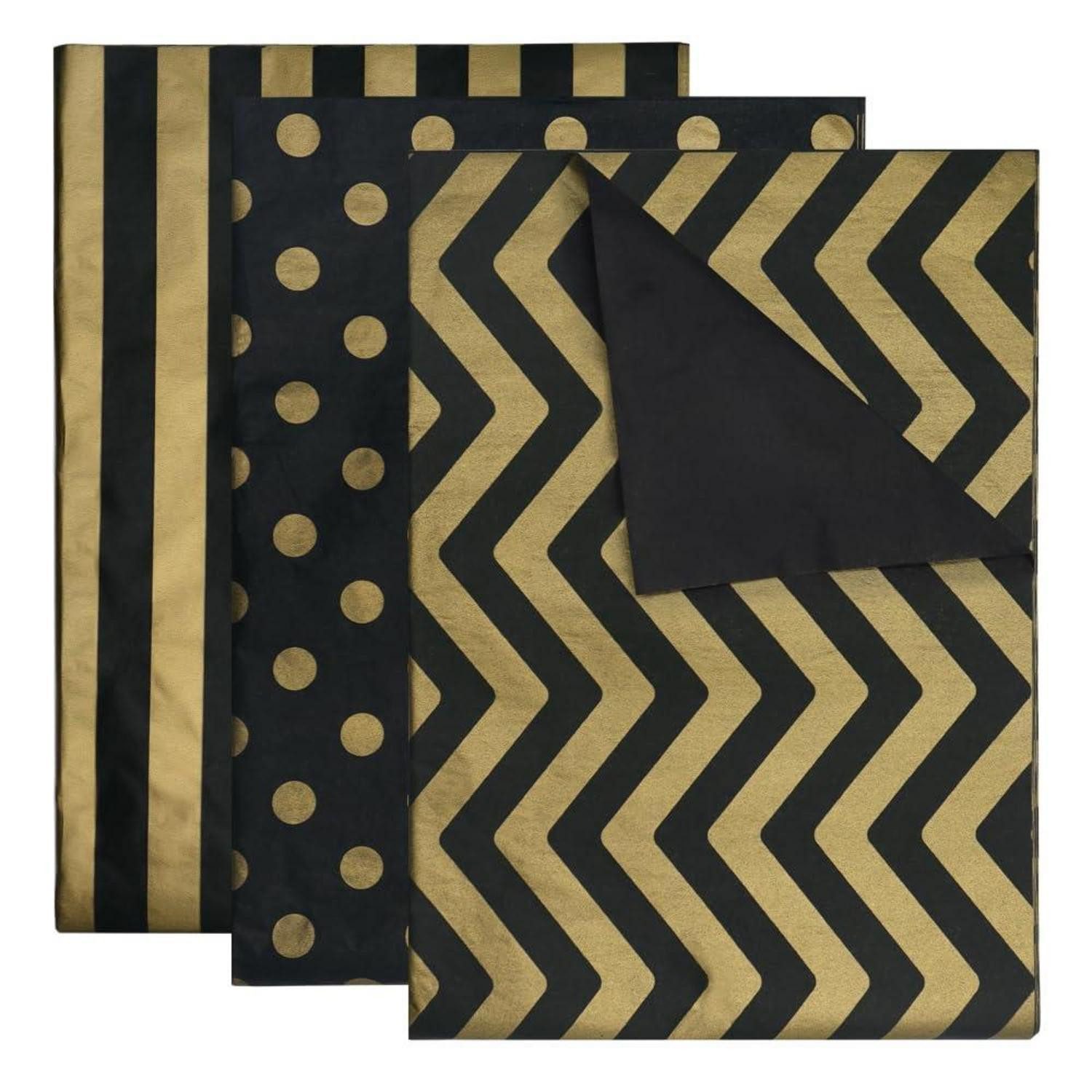 LuxusKollektion Seidenpapier Seidenpapier Schwarz Gold 60 Blatt 50x35cm