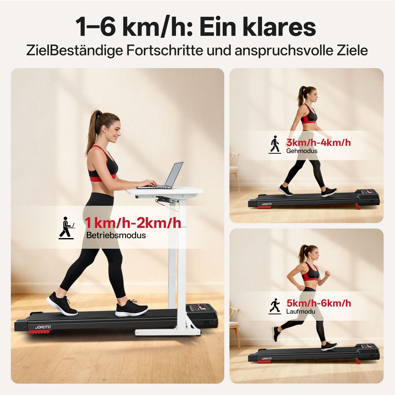JOROTO Laufband F10 Laufband Leise & Platzsparend für Zuhause