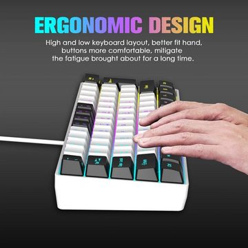 XINMENG Gaming Kombination, 61 Tasten RGB Tastatur- und Maus-Set, mechanisches Gefühl Tastatur Rainbow LED Gaming 3600 DPI für PS4 PSS