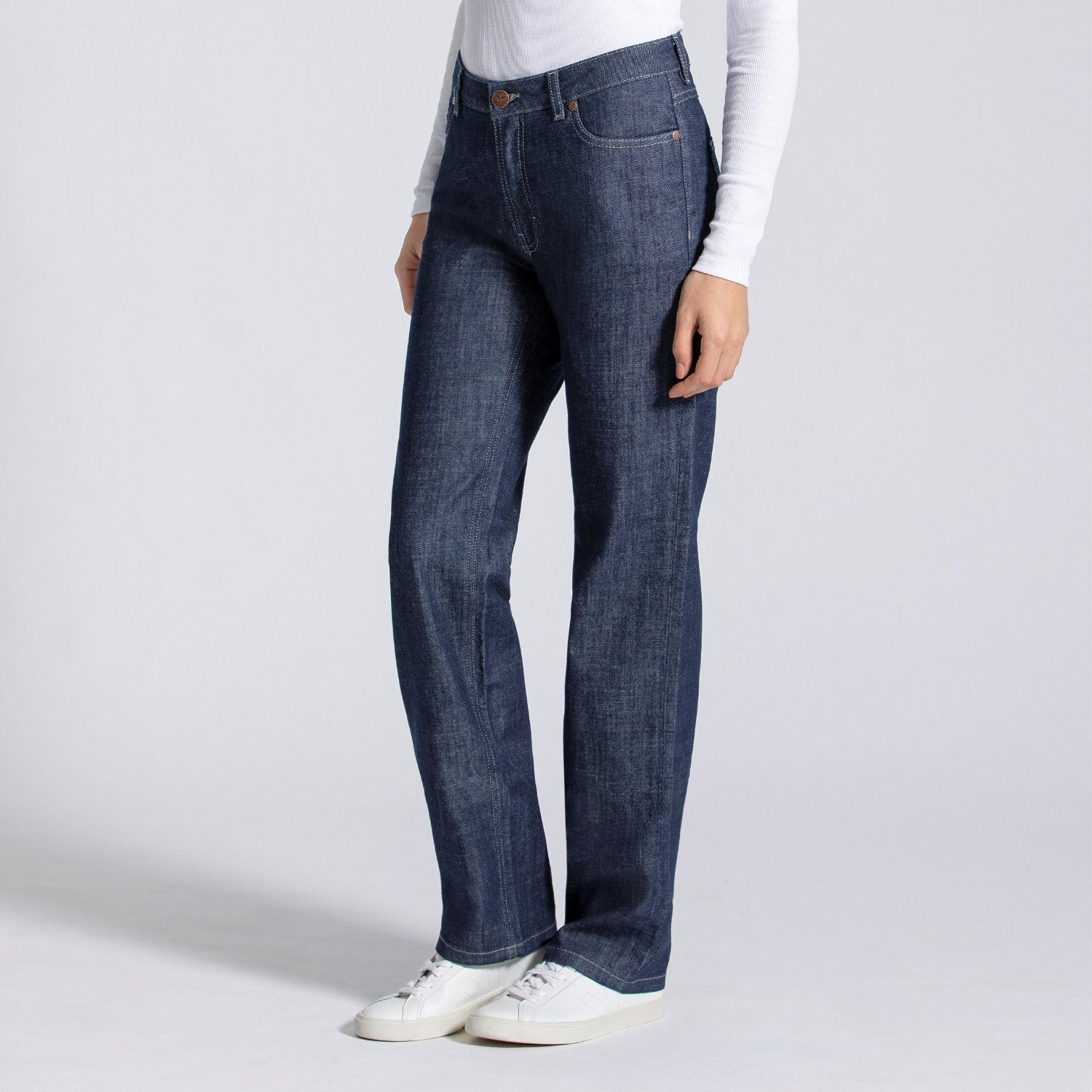 Waist, Damenjeans Straight Straight Classic 5-Pocket-Style, fv-Fin:na, Blue Waist, High High Cut, Cut Feuervogl High-waist-Jeans