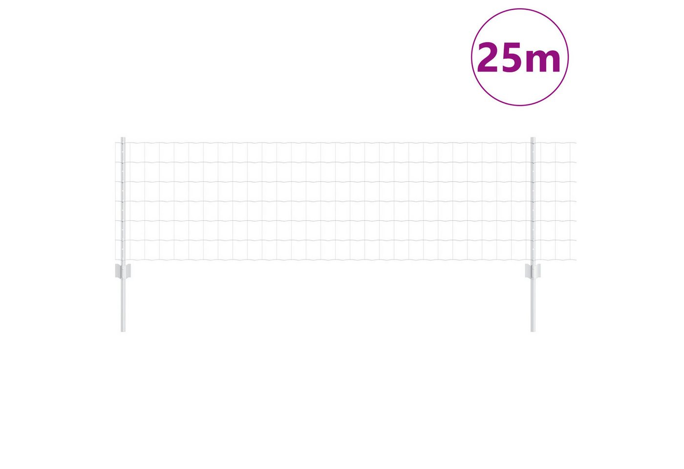 Thumbnail - vidaXL Zaunpfosten Eurozaun mit 11 U-Posten Silber 0,6x25 m Stahl, (12-St)