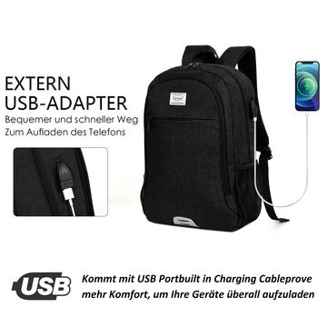 TAN.TOMI Laptoprucksack Herren Rucksack Großer Schulrucksack Laptoprucksack für 15,6 Zoll, mit USB Ladeanschluss Anti Diebstahl Business Arbeit Reisen Rucksack