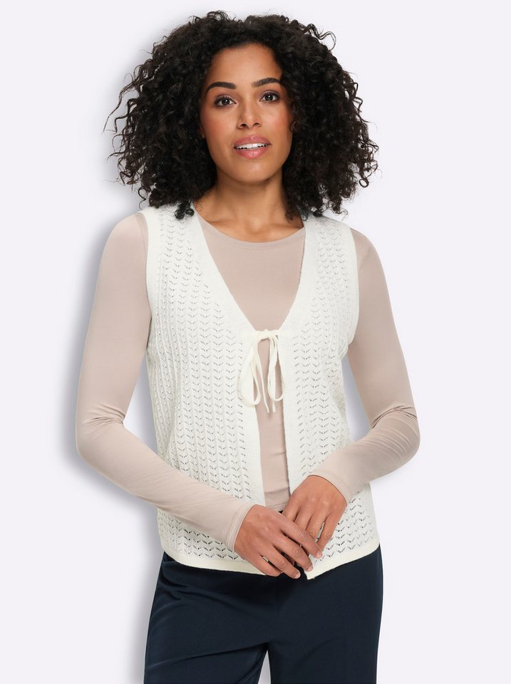 Sieh an! Strickweste Strickweste Ärmellos Ajourstrick