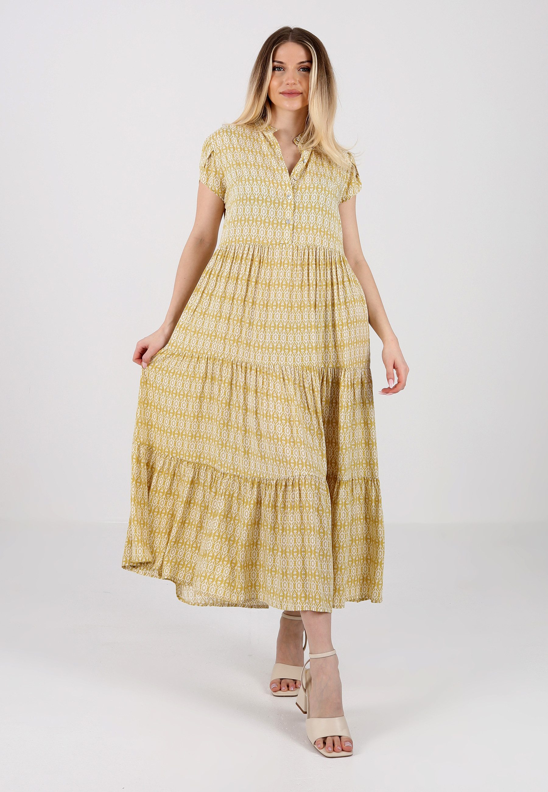 YC Fashion & Style Sommerkleid Boho-Maxikleid aus Reiner Viskose – Sommerliche Eleganz Alloverdruck