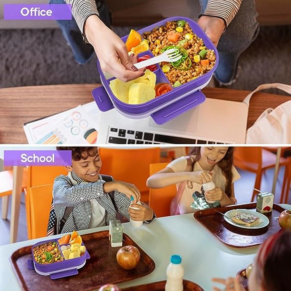 Mikrowelle Brotbox Brotzeitbox Jausenbox Fächern Besteck Schule, mit Brotdose Erwachsene Lunchbox Auslaufsicher XDeer Kinder mit Bento, green Lunchbox 1300ML