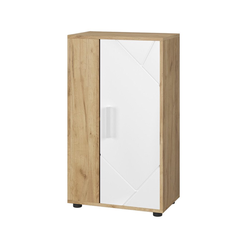 Vicco Kommode Berno, Goldkraft Eiche/Weiß, 50.1 x 87.3 cm mit 2 Fächern (1 St)