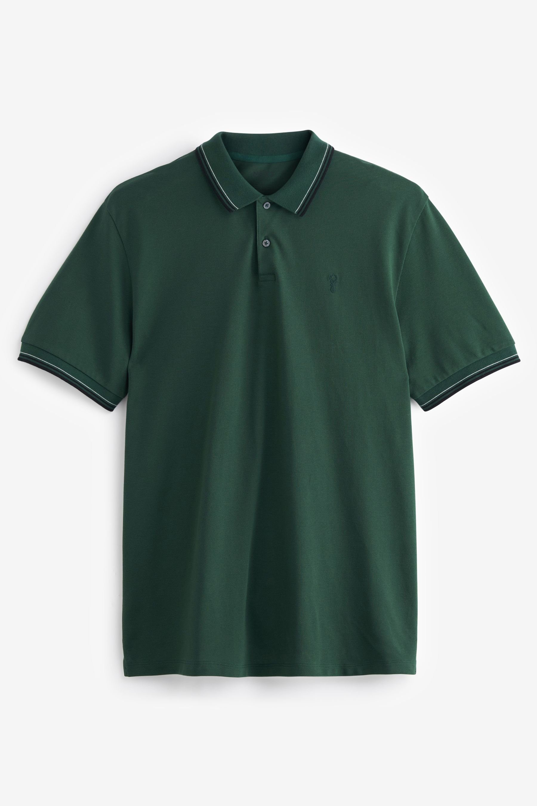 Next Poloshirt Pikee-Poloshirt im Regular Fit mit Kragenstreifen (1-tlg) Dark Green