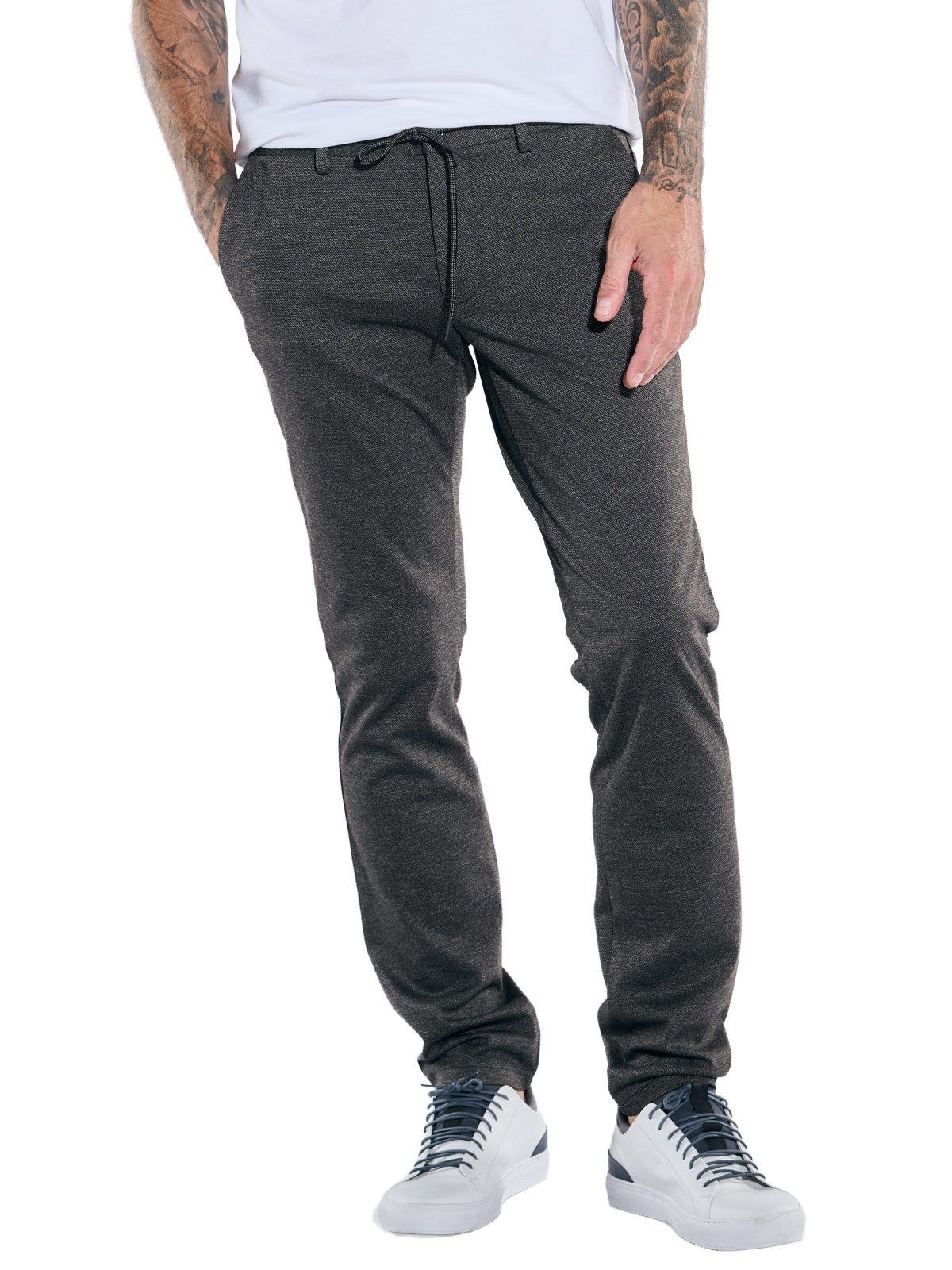 Chinohose Herren Chino mit Tunnelzug, Anthrazit